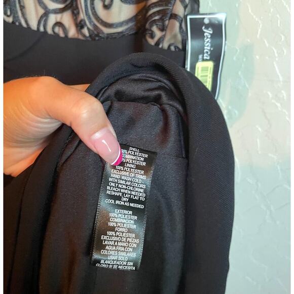 Jessica Howard NWT Black Embellished Lace Tiered Cocktail Dress - Size 22W - Picture 6 of 14